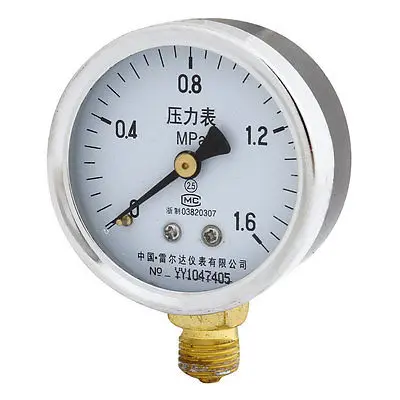 

1/4"PT Thread 0-1.6Mpa Arabic Number Display Dial Compressor Gauge