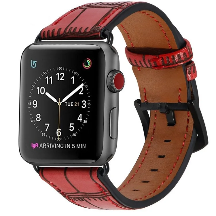 red Ремешок correa для apple watch 5 3 4 ремешок для apple watch iwatch ремешок 38 мм 42 мм pulseira кожаный ремешок 44 мм 40 мм ремешок для часов - Цвет ремешка: red