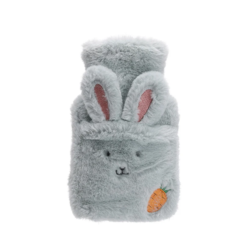 Cartoon Rabbit Explosion-proof Plush Fabrics Hot Water Bottle Bag Winter Warm Heat Reusable Hand Warm Stress Pain Relief Therapy