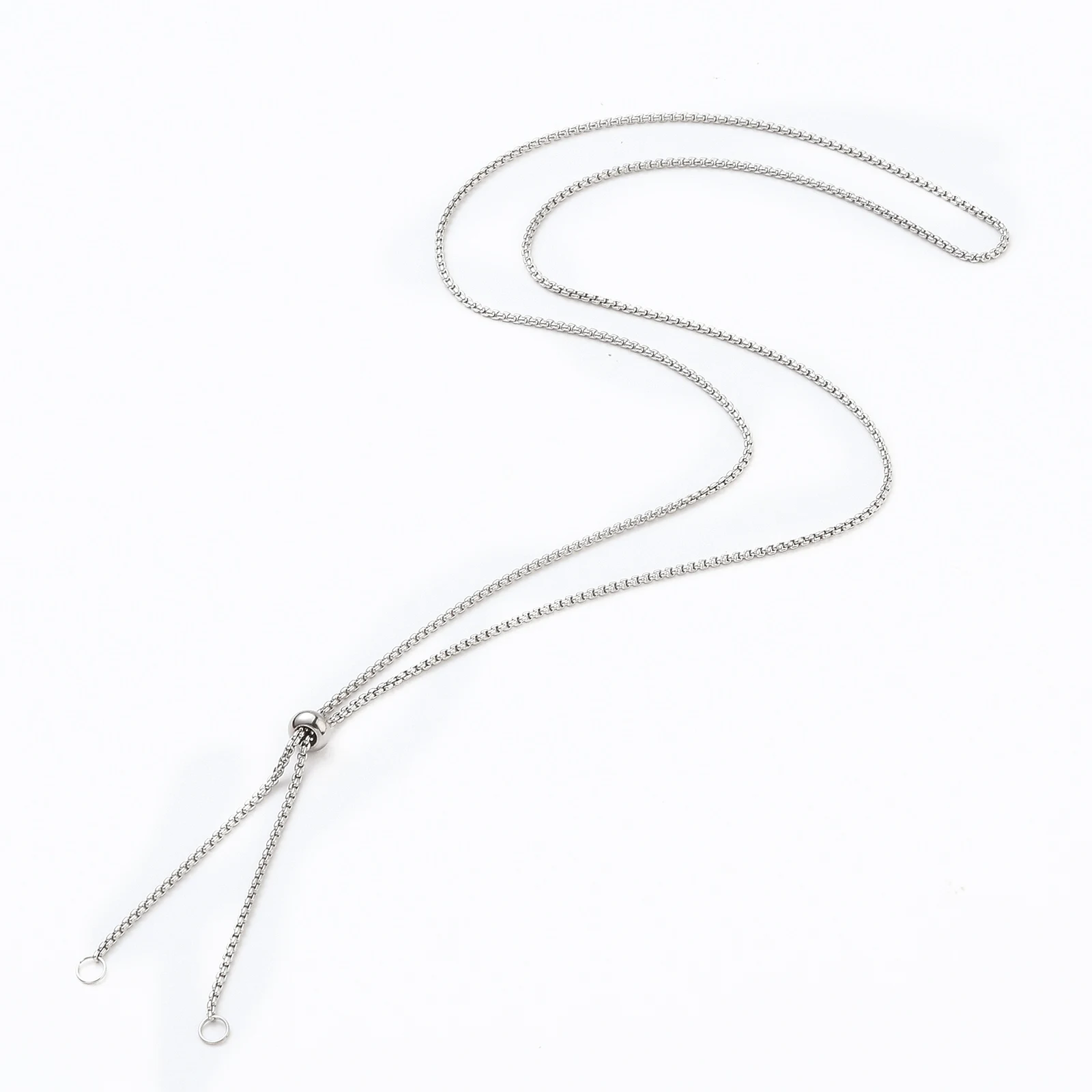 10Pcs Adjustable 304 Stainless Steel Box Chain Slider Necklace Making with Stopper Beads DIY Jewelry Handmade Accessories 60cm | Украшения
