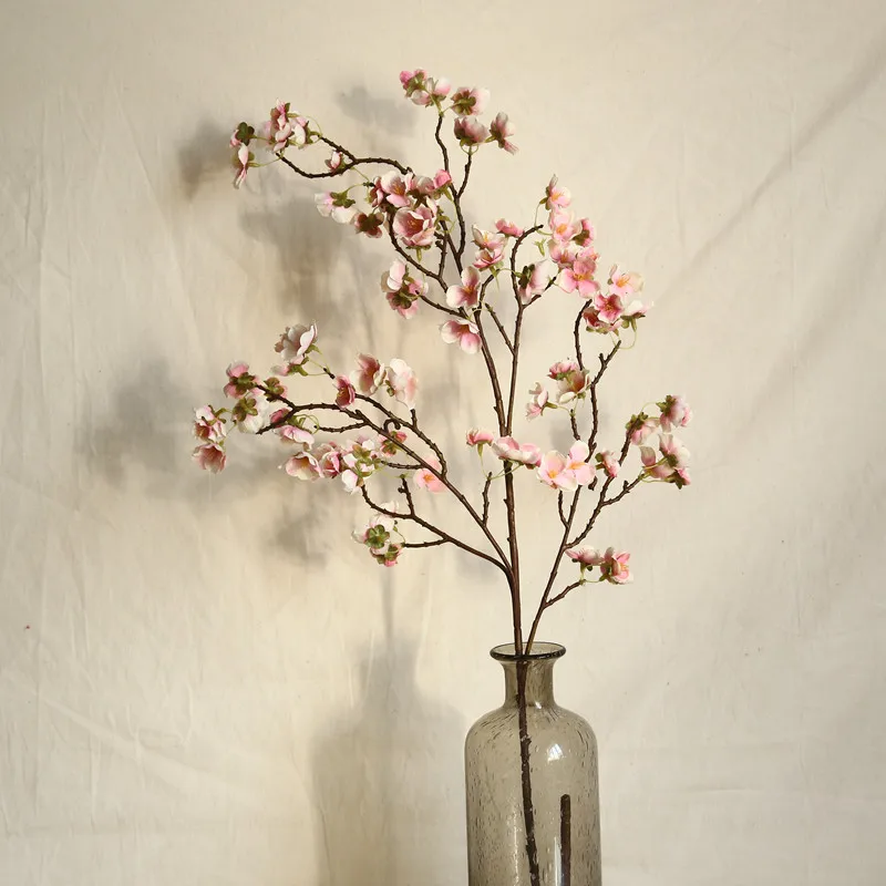Rama de flor de cerezo Artificial, flor de melocotón, Ciruelo, Primavera, fiesta de boda, ceremonia de graduación de Navidad, decoración del hogar, 97 CM