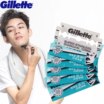 

High Quality Gillette Super Blue Shaving Razor Blades For Men Stainless Steel 5Blades x 1 Boxes Double Edge Shaver Blades Heads