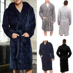 Новинка 2019, мужские халаты и кимоно, хлопковый бархатный халат кораллового цвета, банный халат, халаты, весенние пижамы, Длинные пижамы