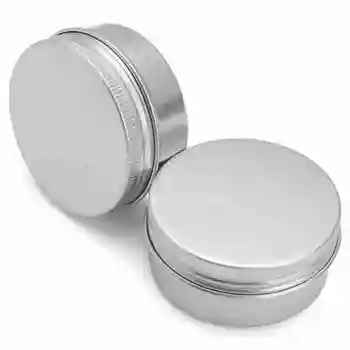 

New Metal Tin Steel Flat Silver Metal Tins Jars Empty Slip Slide Round Tin Containers With Tight Sealed Twist Screwtop Cover,60