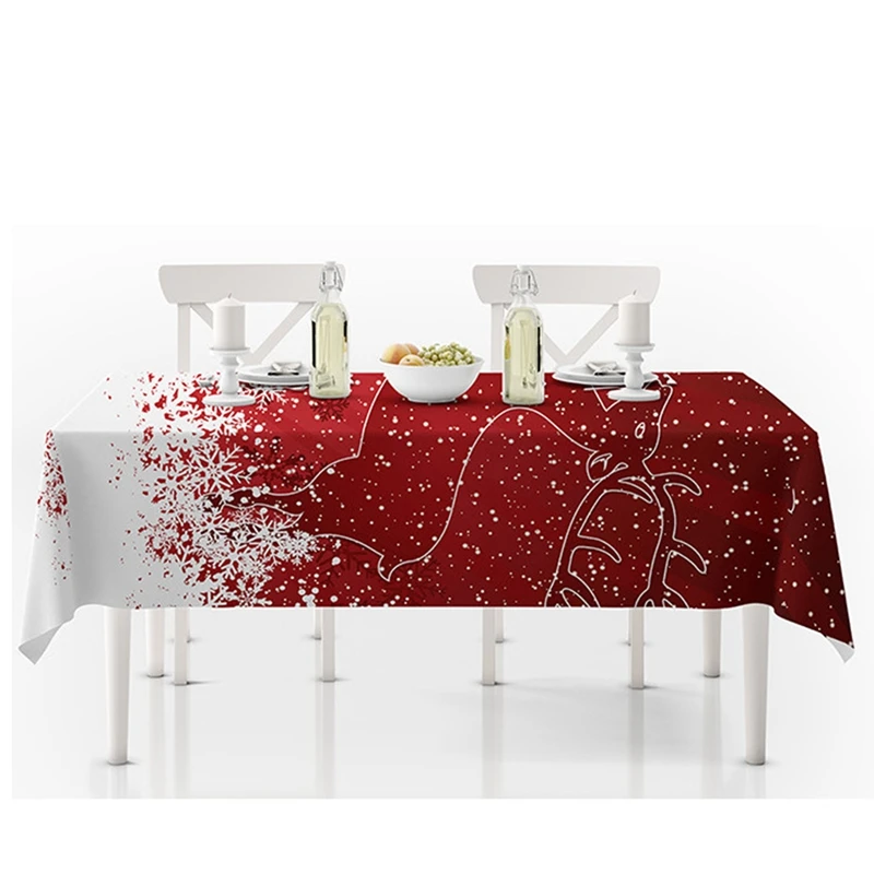 Deer Christmas Tablecloth Dustproof Table Cover X-Mas Thanksgiving Dinner 3D Tablecloth Home Party Decoration