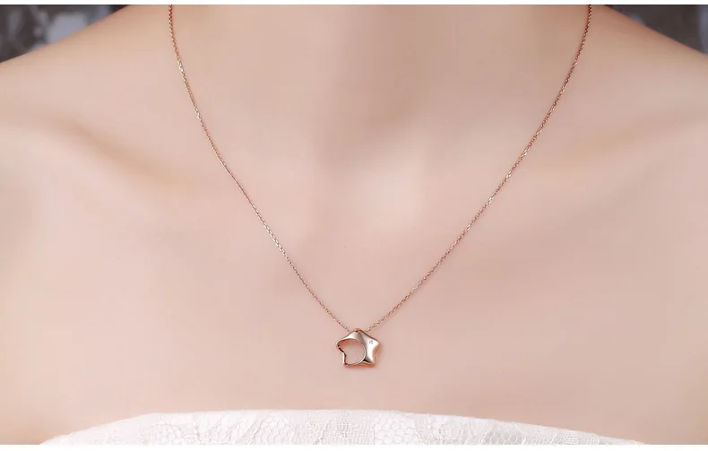 Lucky Star Diamond 18 к Настоящее ТВЕРДОЕ ЗОЛОТО AU750 кулон комплект колье с подвеской для женщин и девочек подарок необычные высококлассные ювелирные изделия
