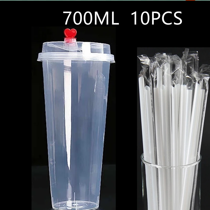 50pcs High quality disposable milk tea cup boba tea packaging plastic cups  360ML 500ML 600ML 700ML coffee cup with lid party - AliExpress