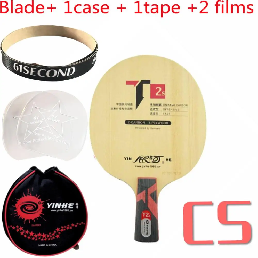 CS with Y 1 case YINHE T2S ракетка для настольного тенниса(T-2S, 3+ 2 Hinoki Carbon, PRIMORAC CARBON's built) T2 ракетка для Пинг-Понга Летучая мышь лопасть - Цвет: CS with Y 1 case
