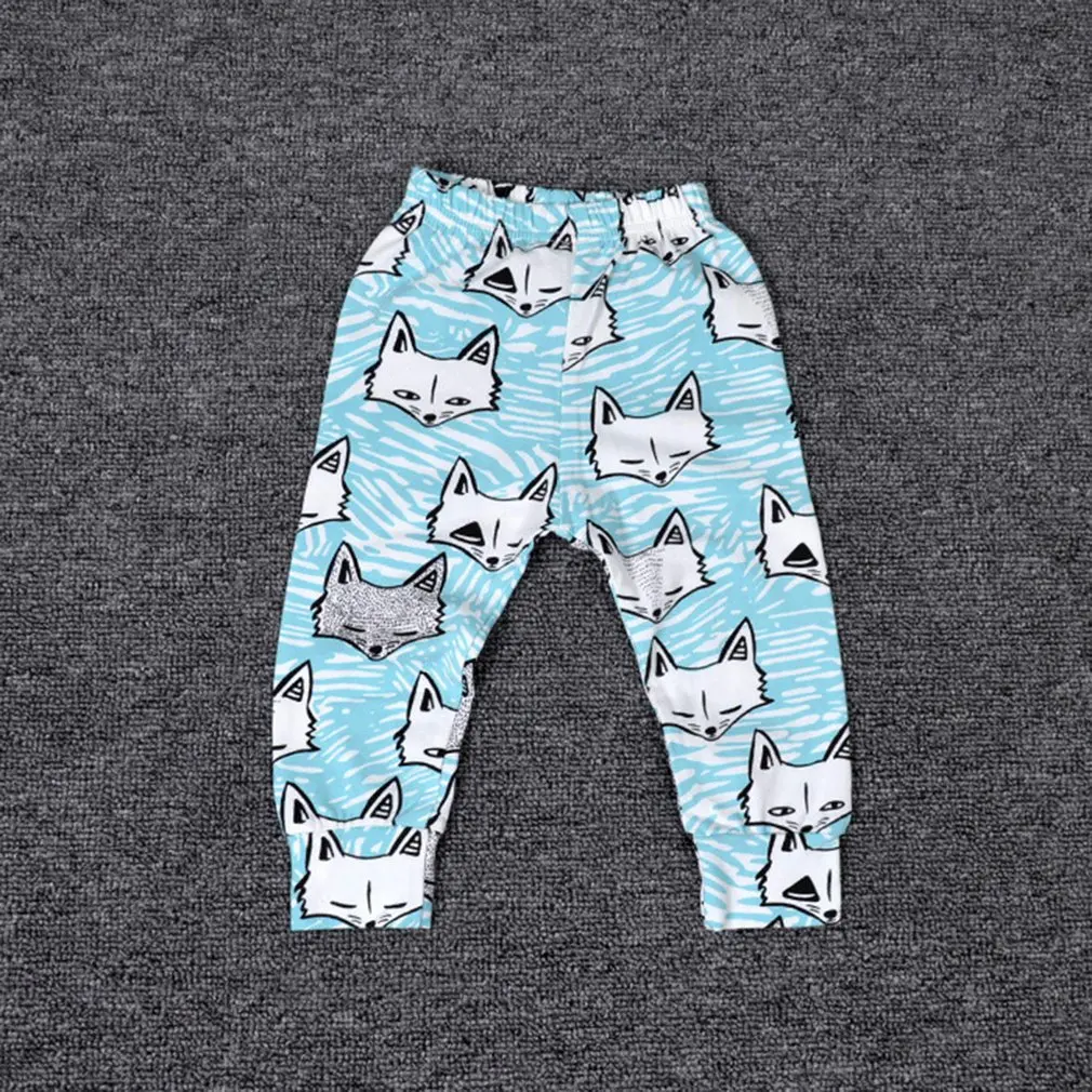 Детские штаны-шаровары для новорожденных мальчиков и девочек, штаны с рисунком, леггинсы, брюки - Цвет: Синий