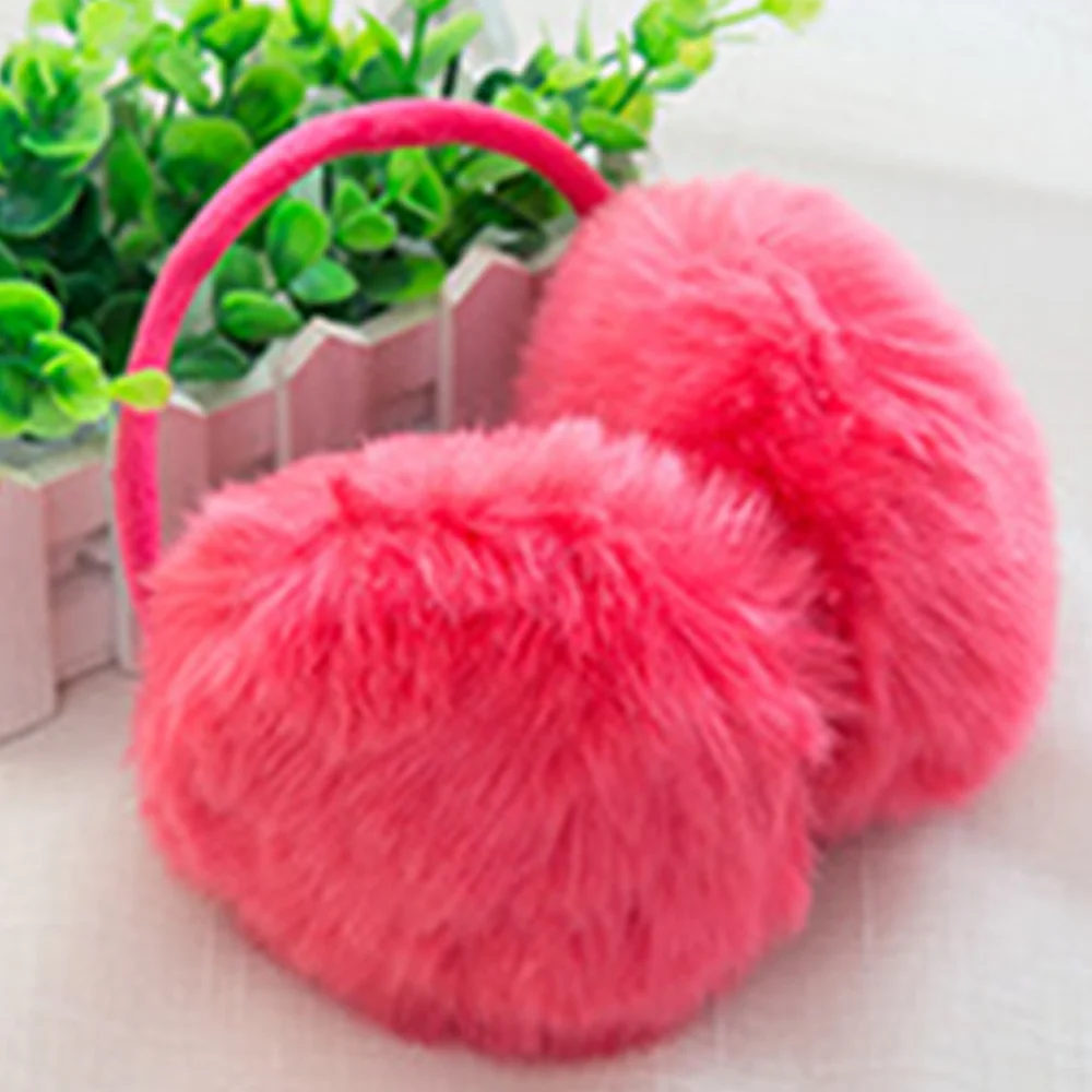 Watermelon Red Женские наушники с милым искусственным кроличьим мехом, теплые наушники, модные плюшевые наушники с ушками, наушники, чистый подарок 6 цветов, сохраняющий тепло - Цвет: Watermelon Red