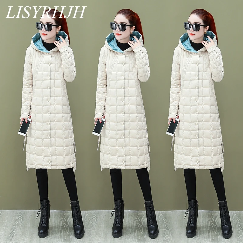 Новое зимнее женское пальто из зимней коллекции зимняя куртка для женщин длиной ниже колена Теплые Длинные парки с капюшоном ветрозащитная куртка