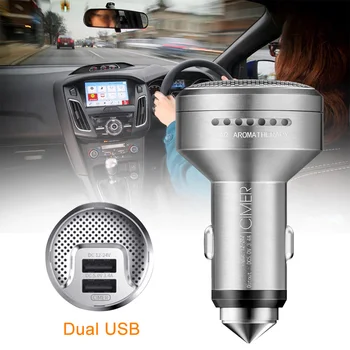 

Portable Multifunctional Aluminum Casing Fast Charging Intelligent With Aroma Diffuser Car Charger Dual USB Power Adapter Tablet