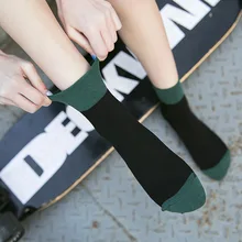 Носки женские носки весна-лето Прохладный чёсаный хлопок контрастные цвета хлопковые носки студенческий стиль сплошной цвет Pil