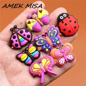

Single Sale 1pcs Shoe Charm Decorations Exquisite Butterfly Shoe Accessories Original Sandal Buckles fit Bracelet Croc JIBZ U49