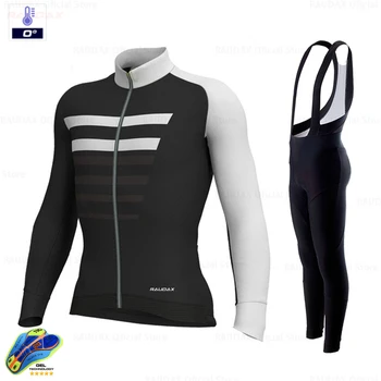 

HuanGe 2020 Pro Team raudax Winter Thermal Fleece Cycling Clothes Men Jersey Set Outdoor Riding Bike Cycling Clothing Bib Set