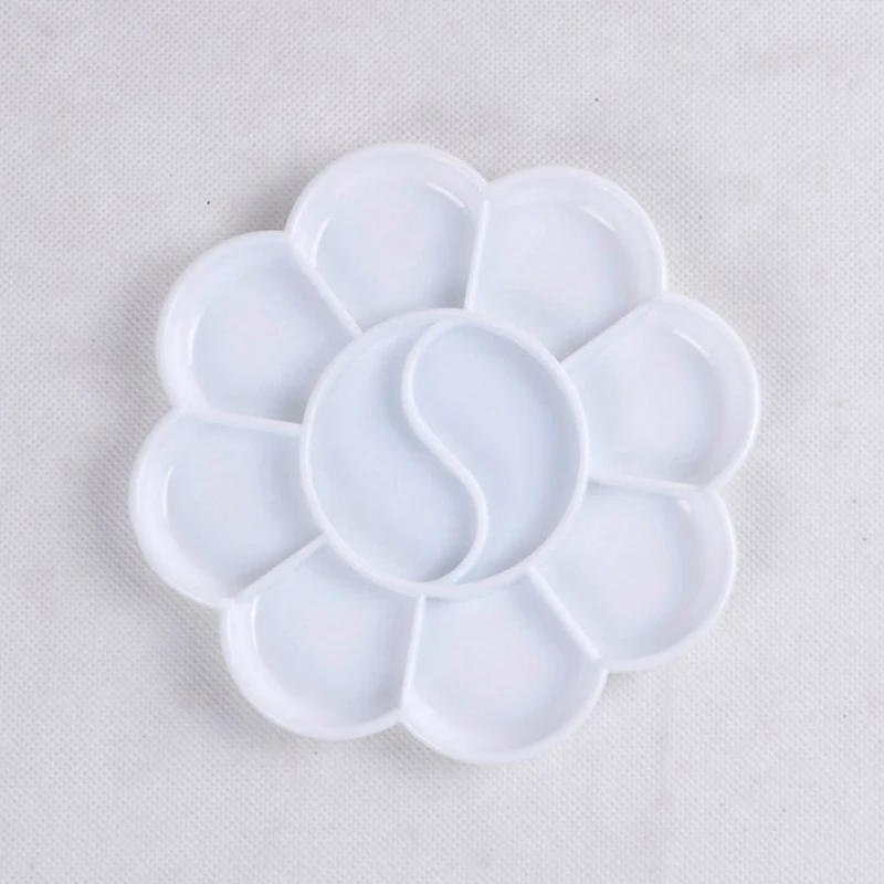 1pc Color Palette 10 Wells Plastic Plum Blossom Shape Watercolor Paint Color Palette School Stationery