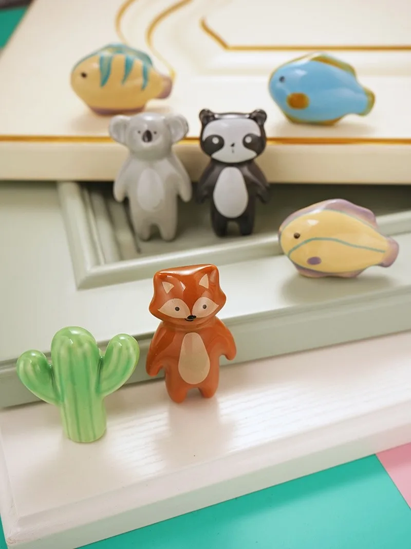 Детские керамические ручки для мебели с мультяшными животными милые шкафа