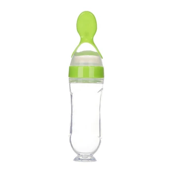 

Newborn Baby Squeeze Feeding Bottle Silicone Food Dispensing Spoon Infant Cereal Feeder Safe Tools For Best Gift
