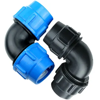 

32mm Diameter Plastic Polypropylene Quick Connector Elbow Blue Black Caps Adapter PE Pipe Fittings for Irrigation