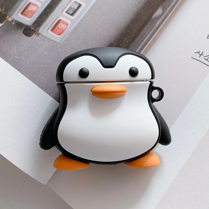 

Cartoon Cute Penguin 3D Headphone Cover for airpods 1 2 case for Apple Wireless Bluetooth Headset Shell Silica gel soft shell