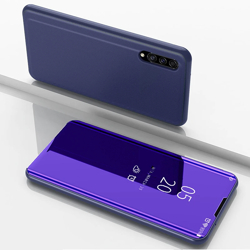 Умный зеркальный чехол-книжка для samsung Galaxy A10E A2 A20E A40 A50 A6S A60 A70 A8S A80 A90 A3 A5 A7 A9 Pro A5 A6 A8 плюс крышка - Цвет: Purple Blue