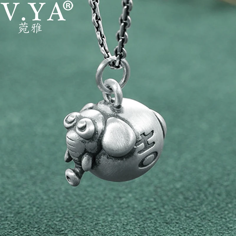 V.YA 925 Silver Elephant Pendant Cute Animal 100% Pure S925 Solid Thai Pendants for Women Fine Men Jewelry | Украшения и