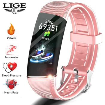 

LIGE New Women Smart bracelet Information reminder Smart Band Heart Rate monitor Fashion Fitness Tracker Sport Smart Wristband