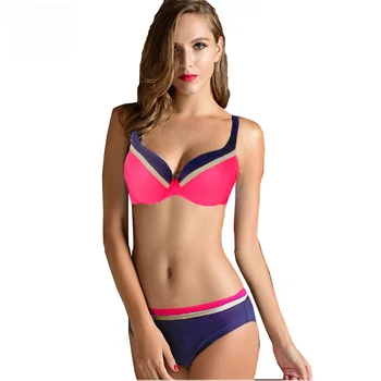 

Womens Flounce Swimwear Removable Push Up Pad Bikini Set Swimsuit Pink