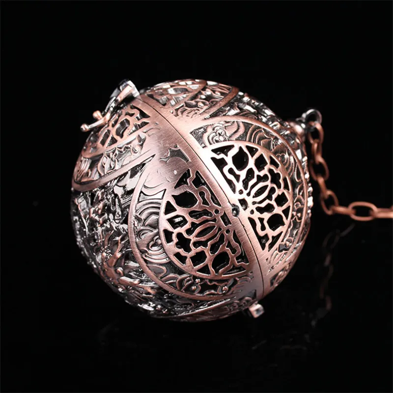 Red copper ball Медная полая катушка курильница античный креативный портативный аромаспираль держатель тибетская кадильница для ароматерапии дзен украшение дома - Цвет: Red copper ball