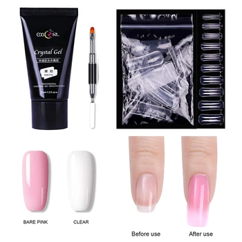 

KOSKOE 30ml Building Gel Nail Kit Clear Pink Quick Building Nail Tips Finger Extension Glue with Nail Art Brush Extension Gel Ki