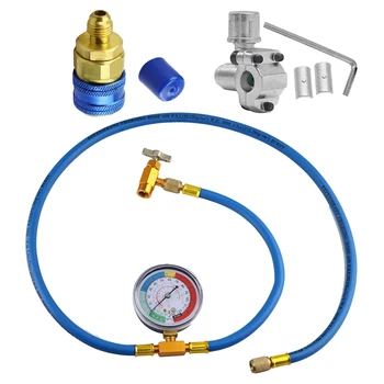 

R134A Air Conditioning Refrigerant Charging Hose with Gauge R12 Ro R134A Quick Adapter & BPV31 Valve