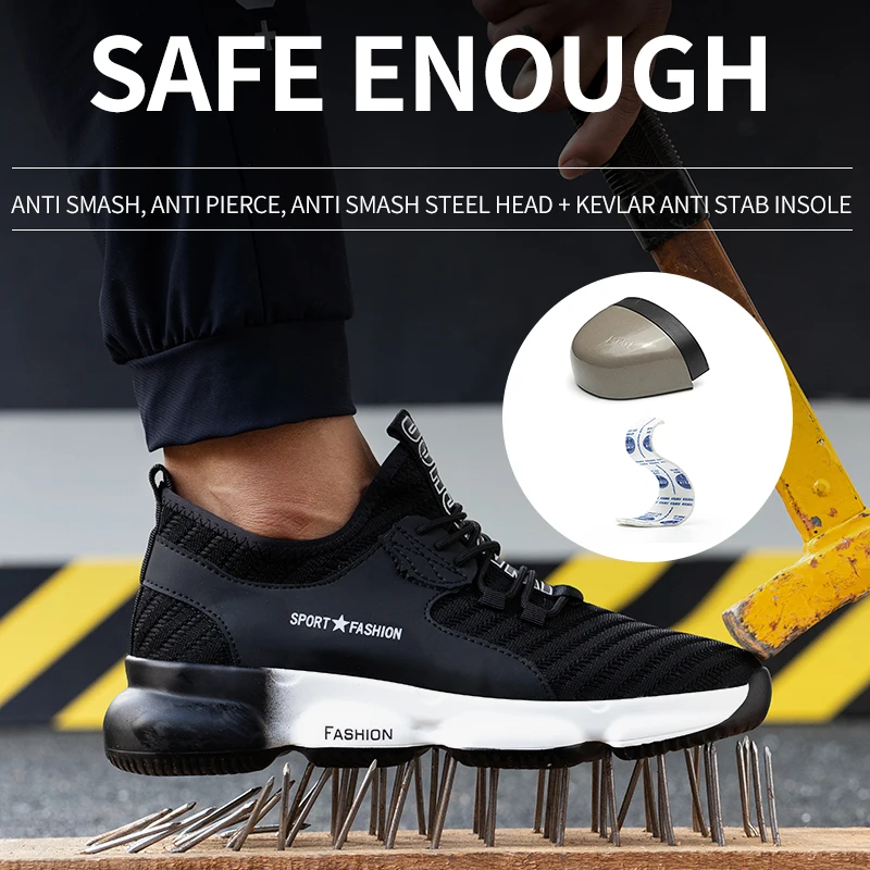 Work  Safety Shoes Steel Toe Protective Men Boots Construction Sneakers Puncture Safety Boots AntiSmashing Zapatos De Hombre