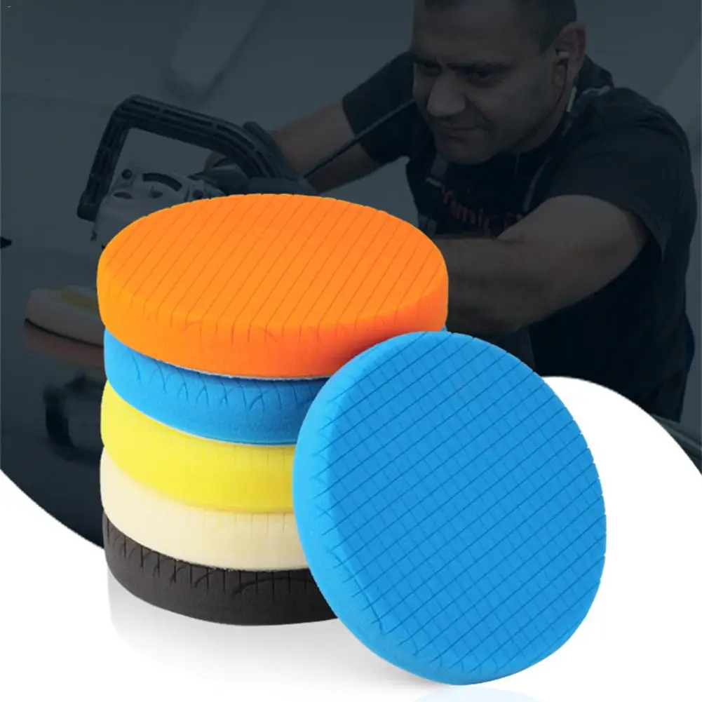5PCS High Quality Car Polishing Pad Kits 6-Inch Mesh Self-adhesive Polishing Sponge Wheel Waxing Pad Car Accessories
