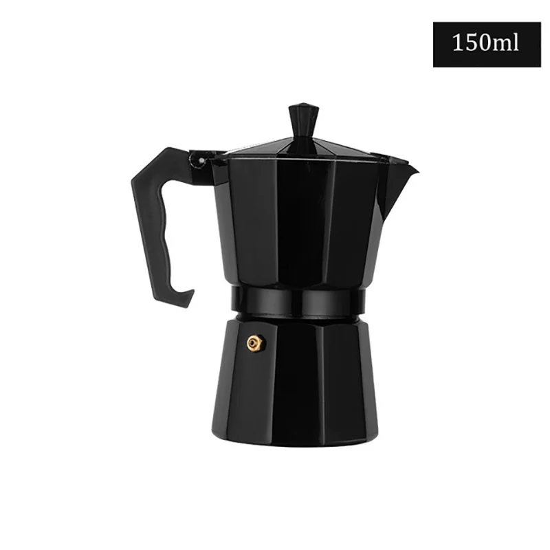 Baispo алюминиевый кофейник Mocha, Итальянская Кофеварка, портативный чайник, кухонные инструменты, плита, Перколятор, кофейник для эспрессо - Цвет: Black 150ml