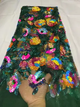 

French Lace Fabric With Sequence Sequin 2020 High Quality African Embroidery Lace Fabric Beautiful French Tulle Lace