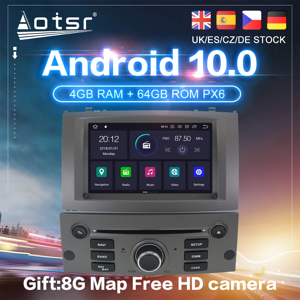 Android 10 PX6 Carplay For Peugeot 407 2004- 2012 Car GPS Navigation Auto Radio Stereo DVD Multimedia Video Player HeadUnit 2Din