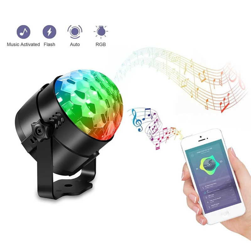 3 Вт RGB дискотечный шар, вечерние, сценический светильник, звуковая активация, USB, автомобильный, DJ, волшебный светодиодный, для детей, подарки, клуб, день рождения, бар, Рождество, с пультом дистанционного управления