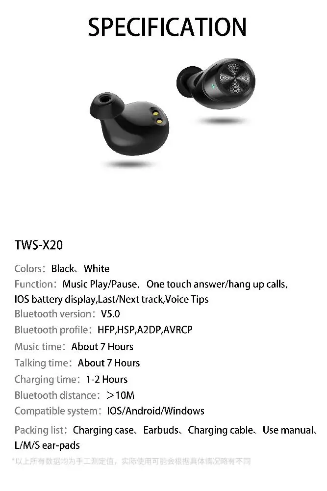 BEESCLOVER X20 беспроводные наушники Bluetooth 5,0 стерео музыка наушники-вкладыши для Android/IOS