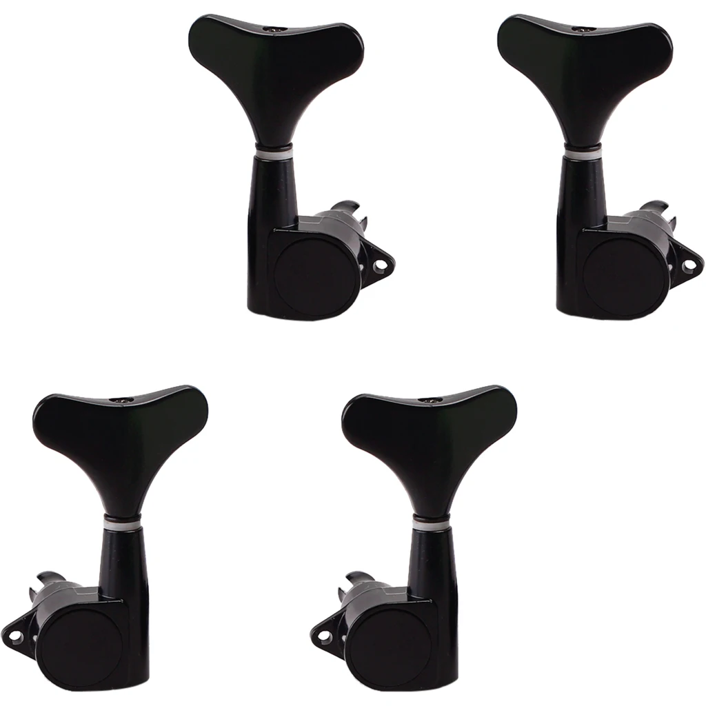 4pcs/set 2R2L Acoustic Guitar Tuning Pegs Machine Heads Black for 4-string Bass