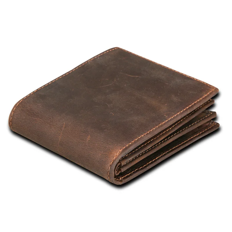 

genuine leather RFID vintage wallet men with coin pocket short wallets small zipper walet with card holders man purse