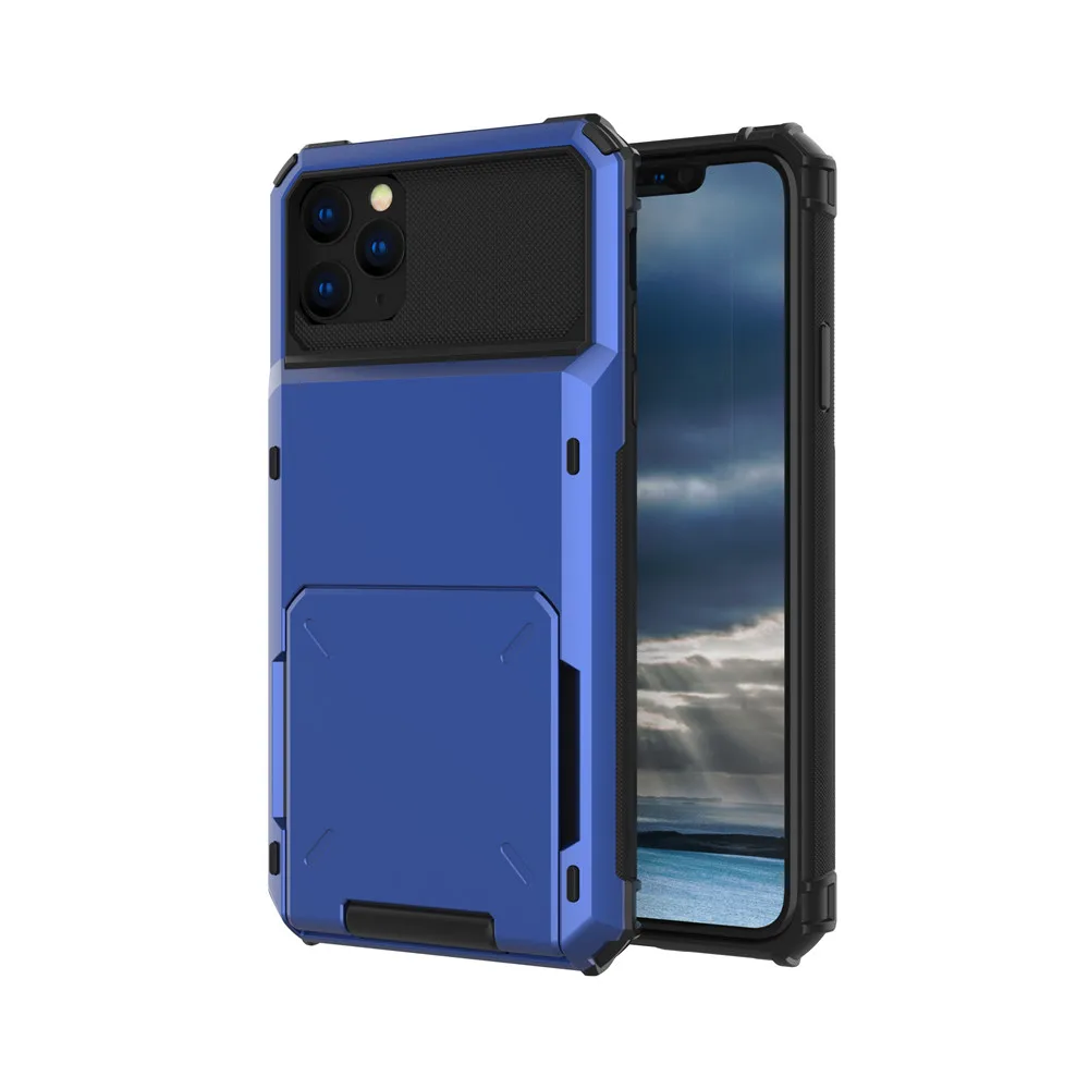 Blue Для iPhone 11 11Pro MAX Чехол кошелек ID Слот кредитный держатель для карт чехол для iPhone 11 Pro MAX чехол для iPhone Fundas - Цвет: Blue