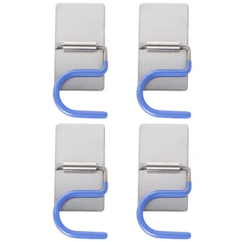 

4Pcs Stainless Steel Self Adhesive Mop Holder Wall Mount Mop Hook Broom Hanger Home Kitchen Bathroom Organizer & Tool Storage