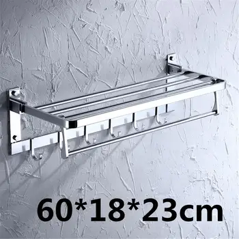 

2 Tiers Aluminium Silver Bathroom Towel Rack Rail Bar Storage Holder Wall Hanger Polished Toilet Towel Clothes Shelf Adjustable