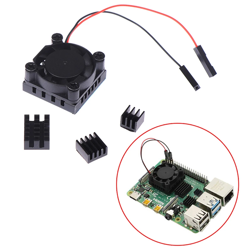 1 2 Dual Fan Square Cooling Fan With Heatsink Cooler Kit For Raspberry Pi 4B 4 5