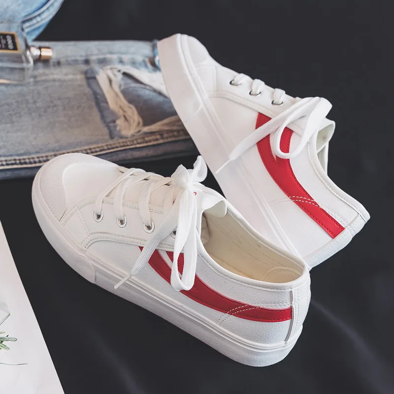 

2019-Style Leather Macbook Spring New Style Shoes Women's Korean-style Versatile Students Harajuku Low Top Sail Korean-style Boa