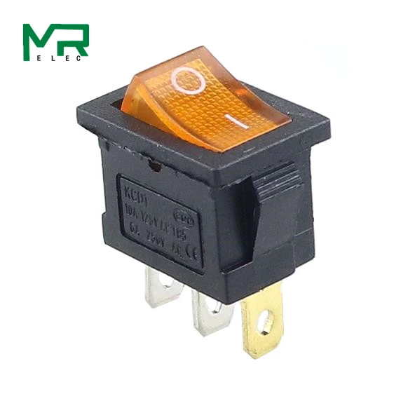 1 шт. KCD1 2PIin 3Pin Лодка Автомобильный кулисный переключатель 6A/10A 250 V/125 V AC красный желтый зеленый синий черный кнопка Лучшая цена KCD1 - Цвет: Yellow   3PIN  lamp