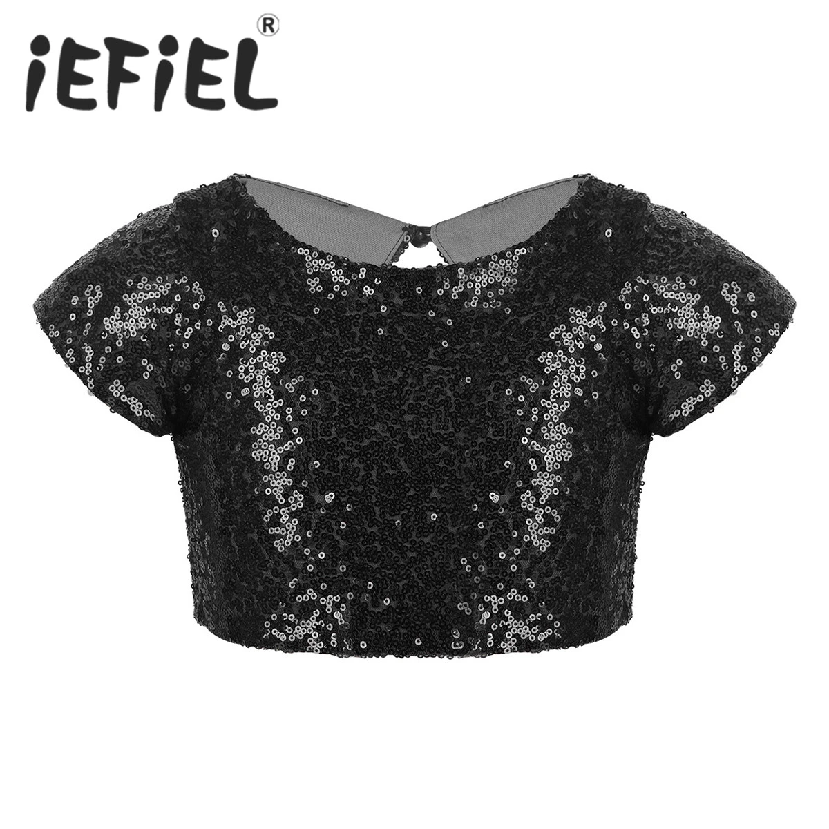 black sequin dance top