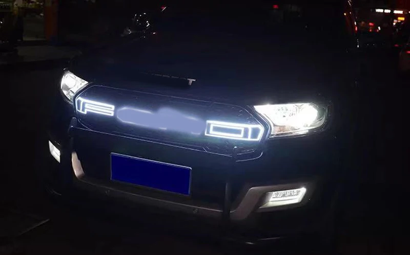 Подходит для ford Everest endeavor car высокое качество led углеродное волокно буквы гриль черный глянец Передняя гоночная решетка