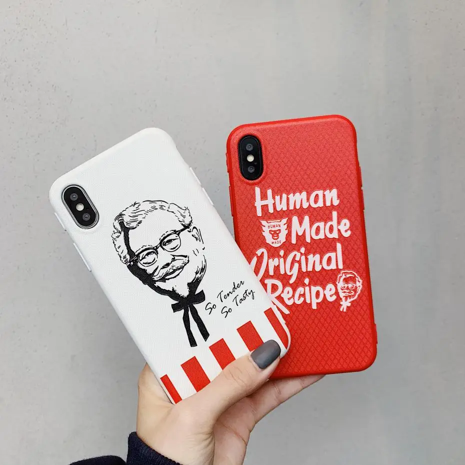 

Simple Emboss KFC grandfather Matte Phone Cover Case For Iphone X Xs Max Xr 10 8 7 6 6s Plus Luxury Soft silicone Coque Fundas