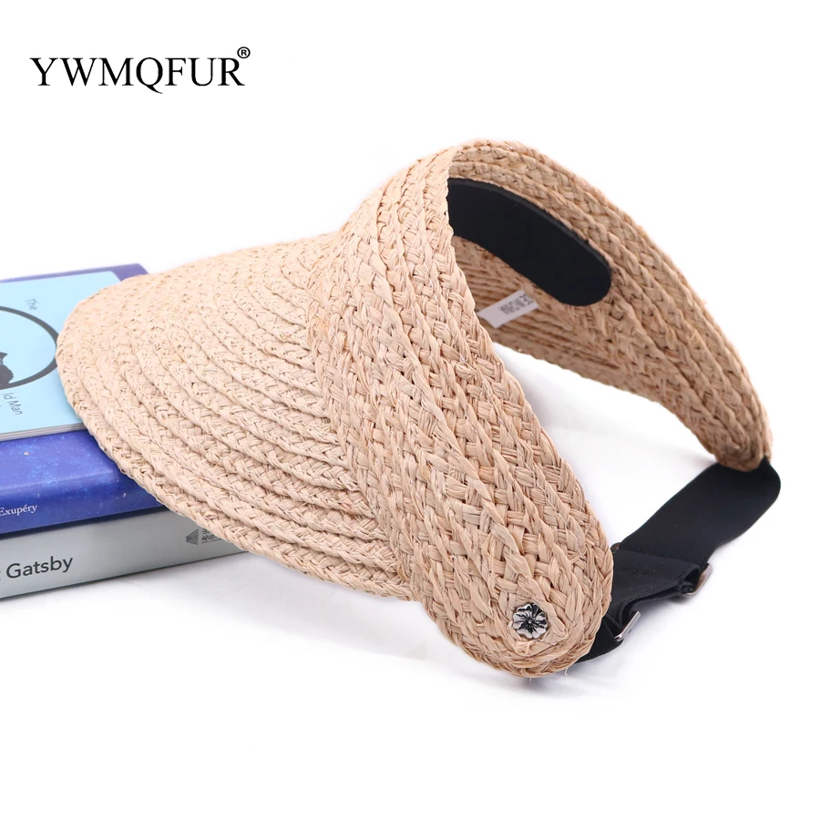 

Vintage Elastic Raffia Uv Protection Caps For Women Summer Lady Wide Brim Sun Beach Hat Casual Girl Sun Shade Caps 2020 New